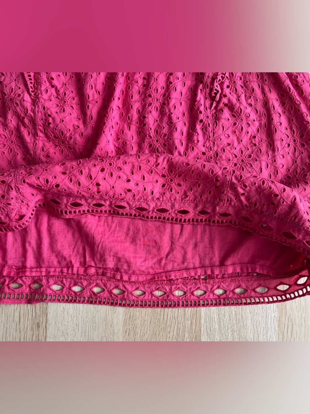 Maeve Eyelet Ruffle Blouse Pink Boho Cottagecore Size 10 Anthropologie - Picture 7 of 12